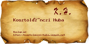 Kosztolánczi Huba névjegykártya